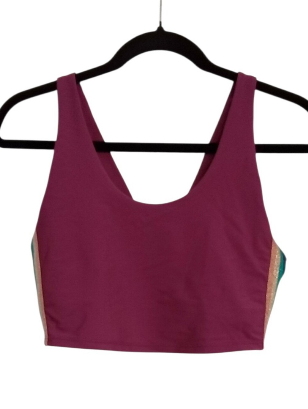 Spiritual Gangster Shakti Brami Sports Bra M Burgundy Rainbow Stripe Yoga